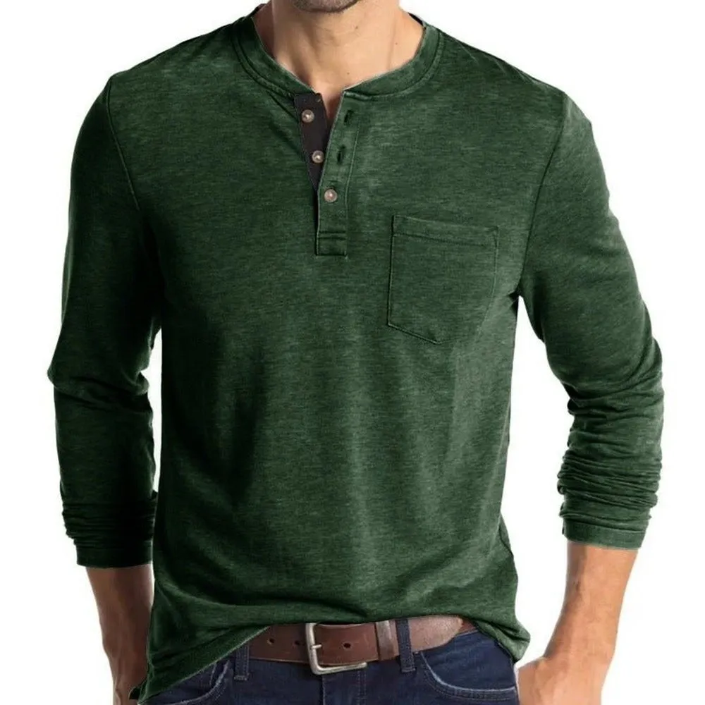 Long Sleeve T-Shirt With Buttons And Chest Pocket