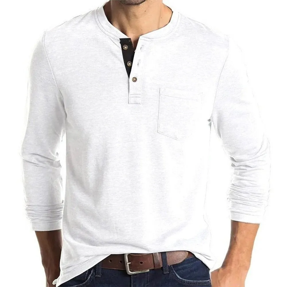 Long Sleeve T-Shirt With Buttons And Chest Pocket
