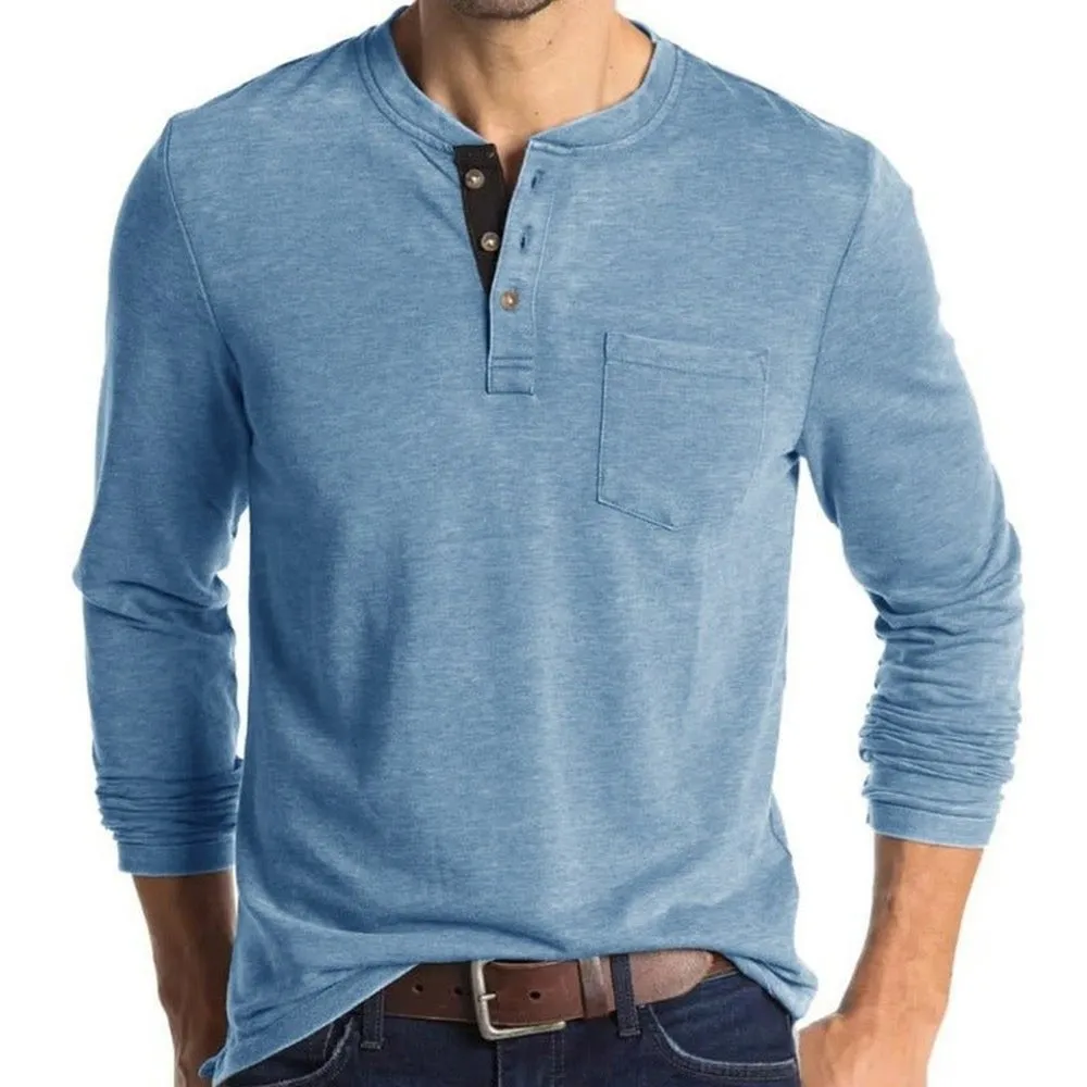 Long Sleeve T-Shirt With Buttons And Chest Pocket