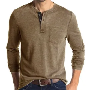 Long Sleeve T-Shirt With Buttons And Chest Pocket