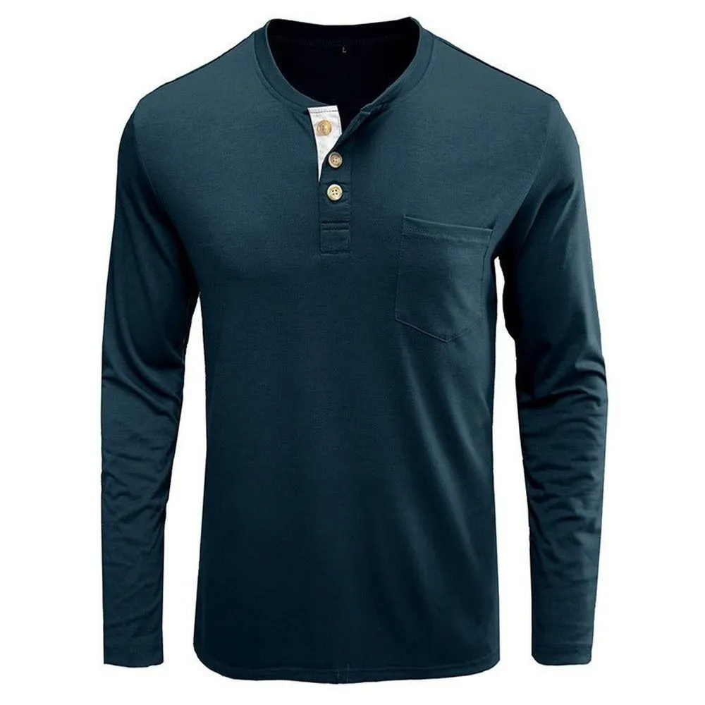 Long Sleeve T-Shirt With Buttons And Chest Pocket