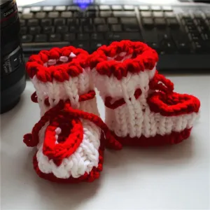 Lovely Soft Infant Boys Girls Christmas Photography Clothing Knit Hat Shoes