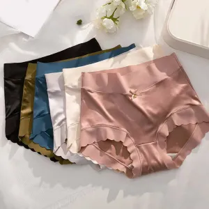 LUXURIOUS SATIN ICE SILK SEAMLESS HIGH WAIST PANTIES FOR WOMEN