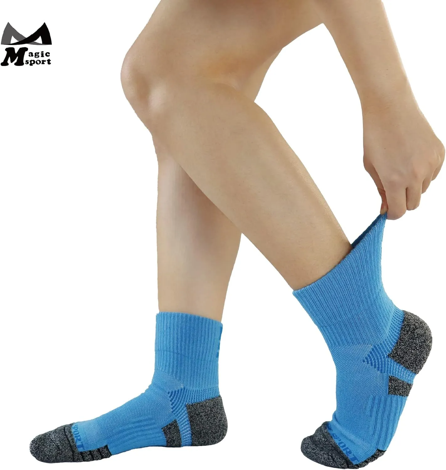 M Magic Sport Athletic Cushioned Crew Socks, 2 Pairs, Men and Women, Gift, Running, Jogging, Hiking, Cycling, Fitness