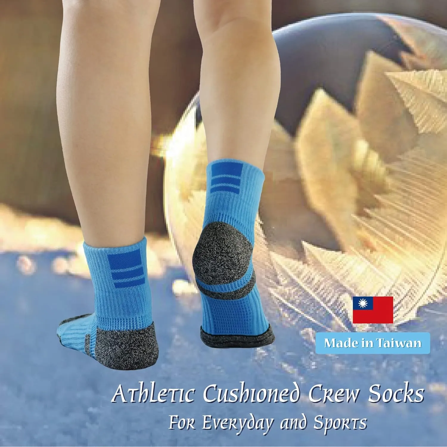 M Magic Sport Athletic Cushioned Crew Socks, 2 Pairs, Men and Women, Gift, Running, Jogging, Hiking, Cycling, Fitness