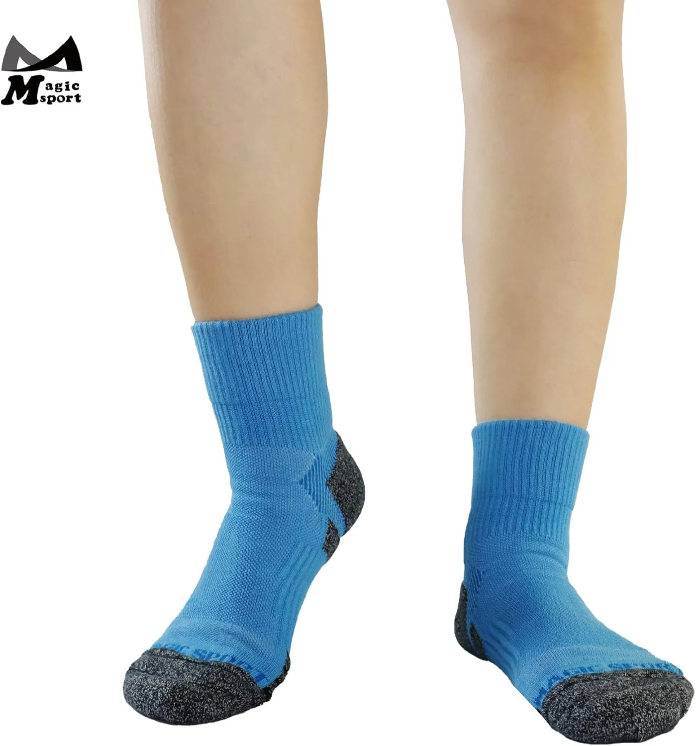 M Magic Sport Athletic Cushioned Crew Socks, 2 Pairs, Men and Women, Gift, Running, Jogging, Hiking, Cycling, Fitness