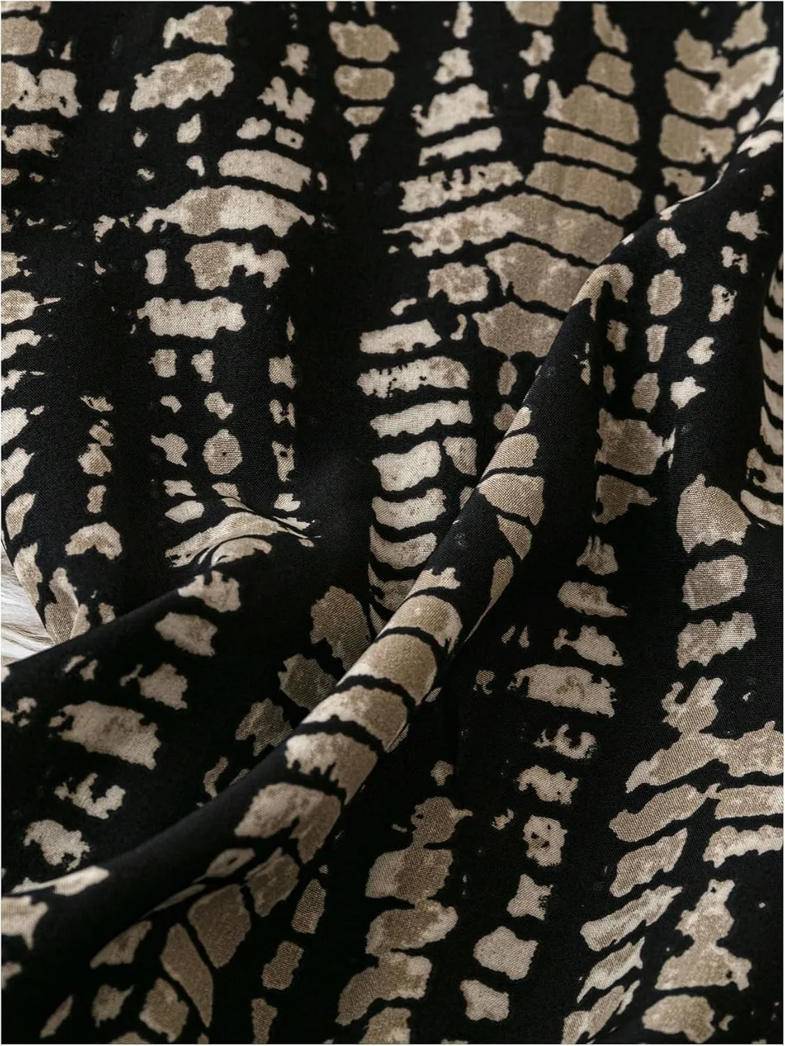 MakeMeChic Women's Graphic Print Tie Front Elastic Waist Straight Leg Pants Trousers