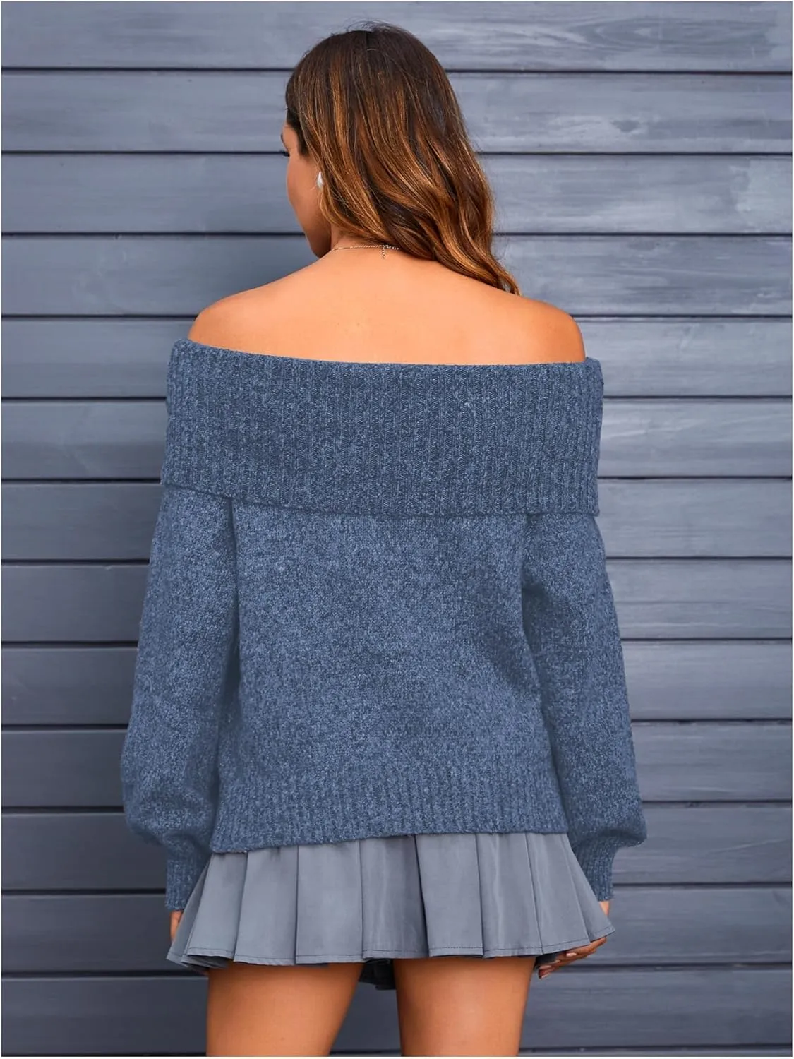 MakeMeChic Women's Off The Shoulder Sweater Oversized Long Sleeve Off Shoulder Sweaters Tops