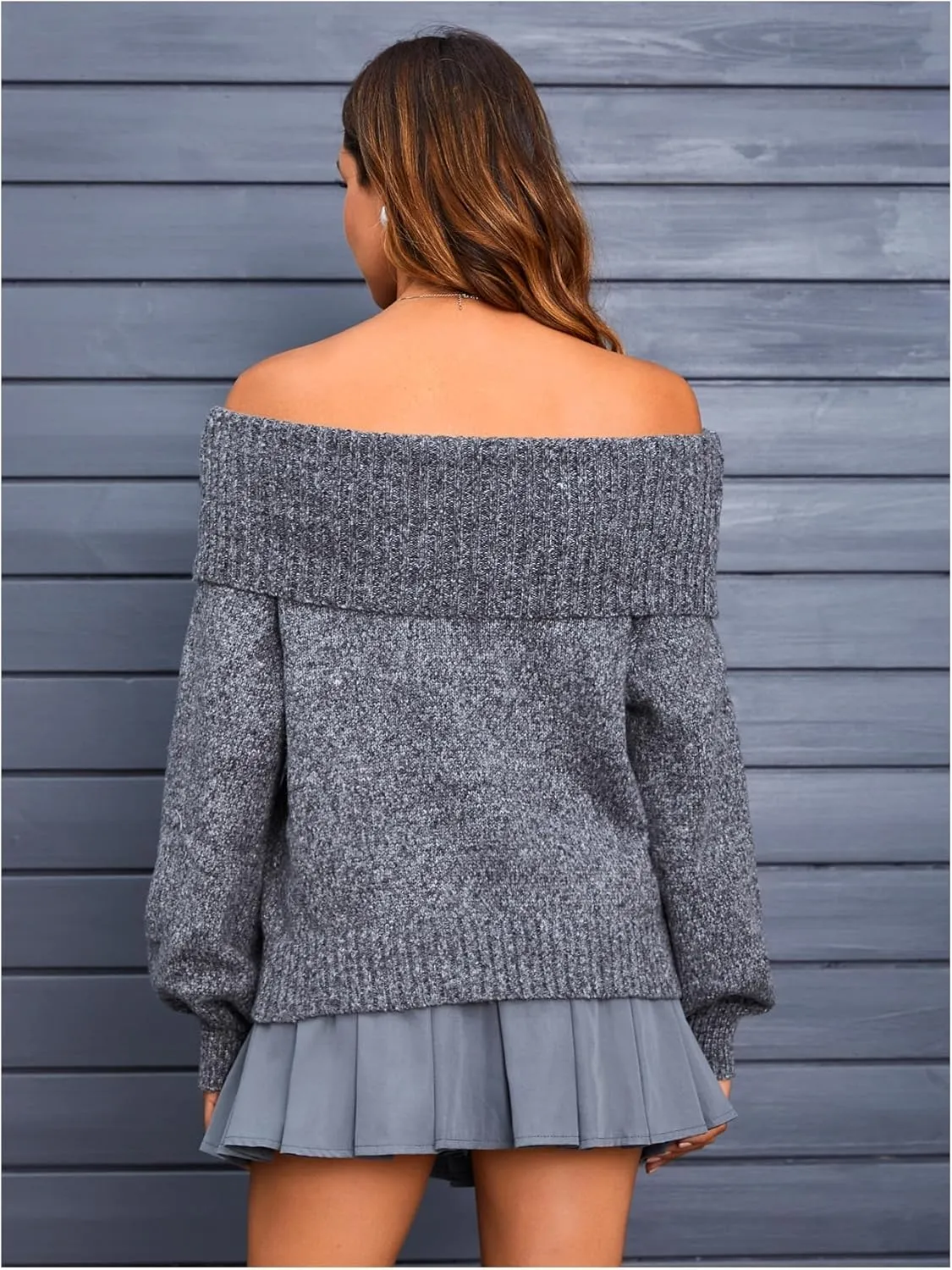 MakeMeChic Women's Off The Shoulder Sweater Oversized Long Sleeve Off Shoulder Sweaters Tops