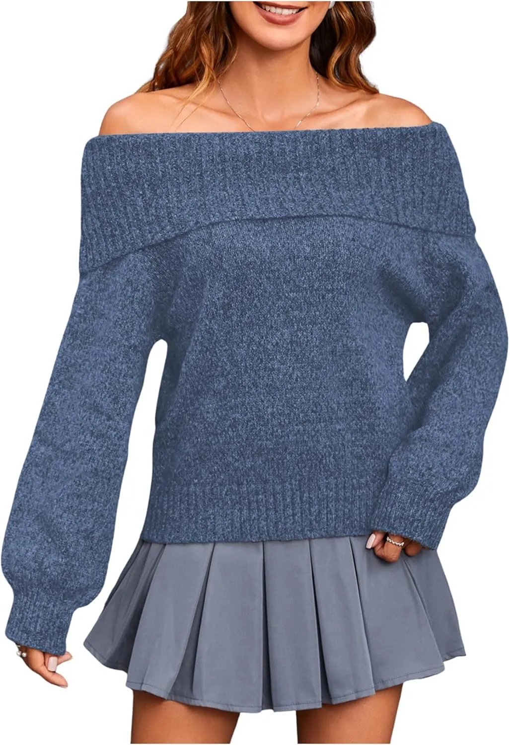 MakeMeChic Women's Off The Shoulder Sweater Oversized Long Sleeve Off Shoulder Sweaters Tops