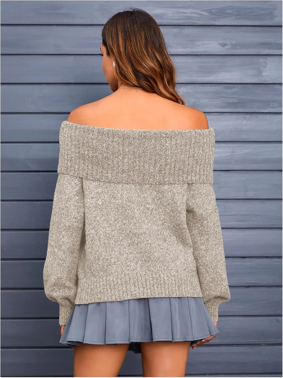 MakeMeChic Women's Off The Shoulder Sweater Oversized Long Sleeve Off Shoulder Sweaters Tops