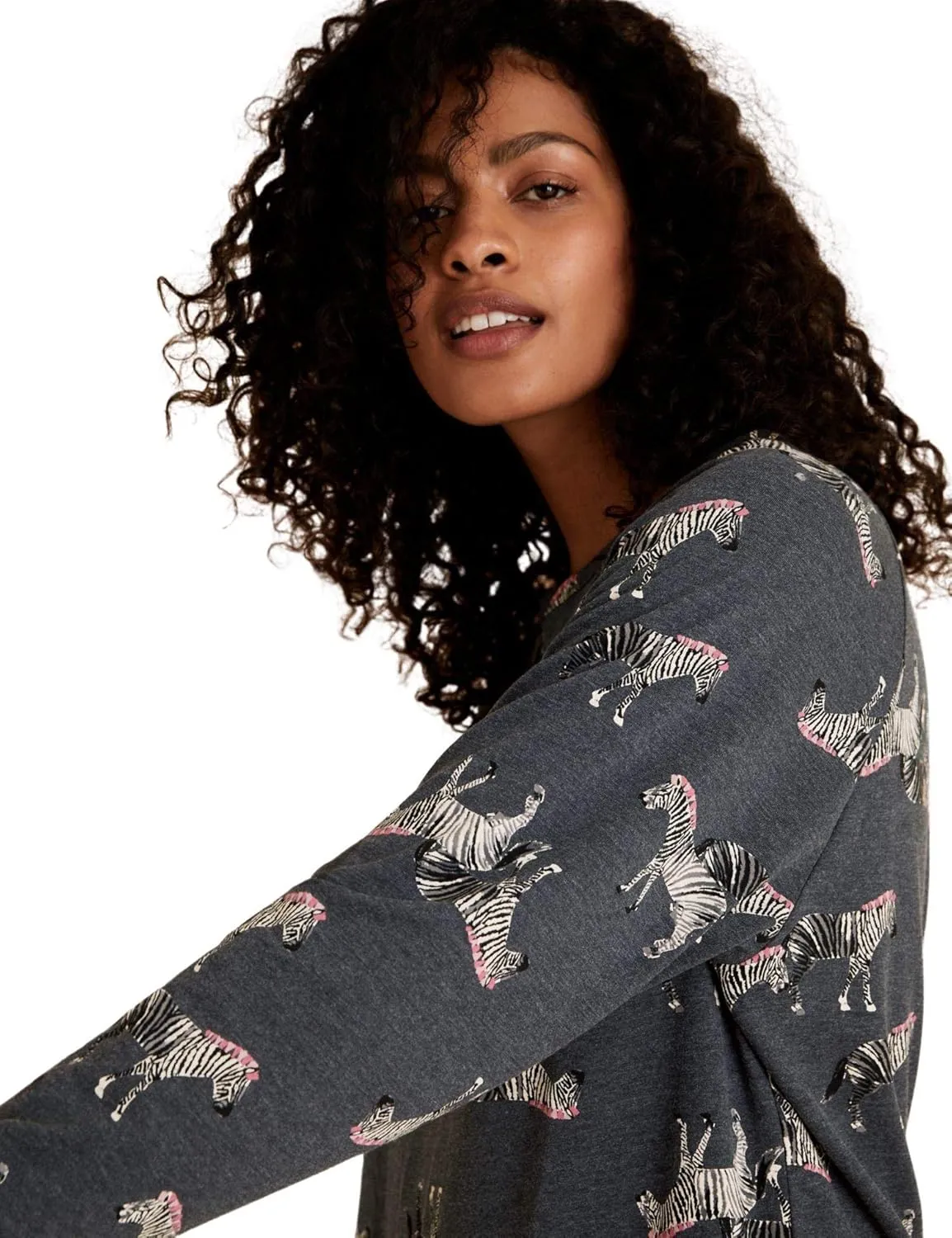 Marks & Spencer Women's Loungewear Cotton Rich Zebra Print Long Sleeve Nightshirt
