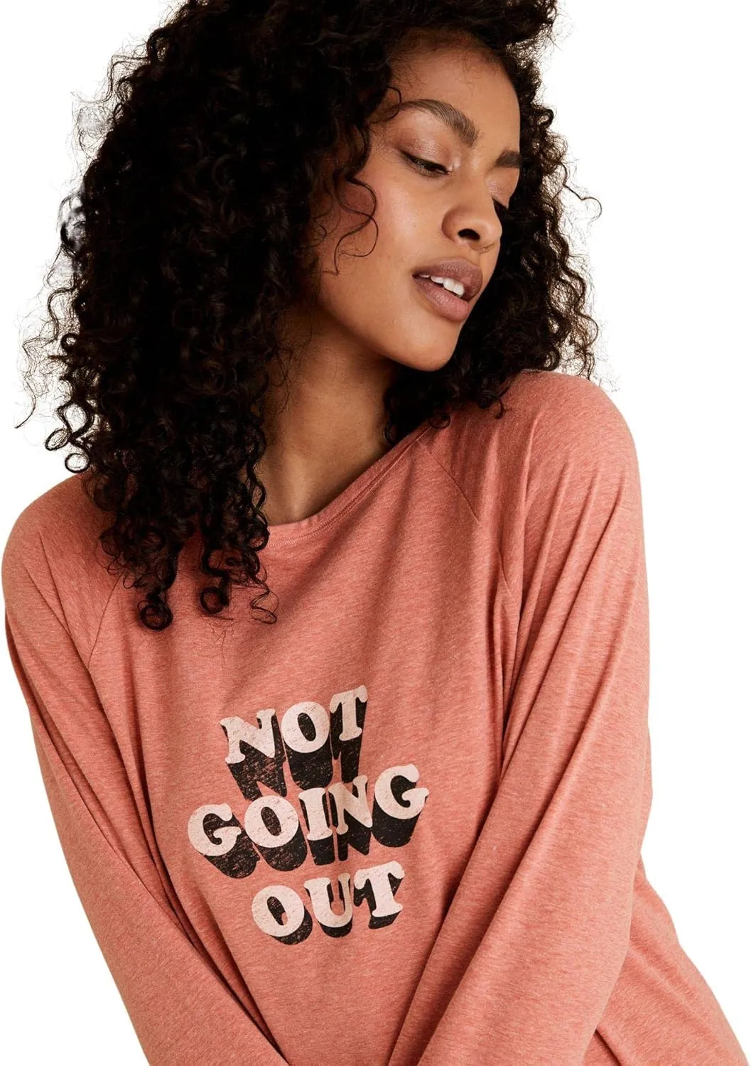 Marks and Spencer Women's Loungewear ''Not Going Out' Slogan Long Sleeve Nightshirt