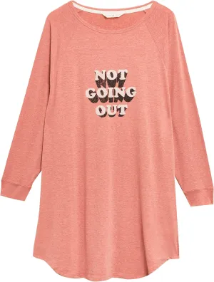 Marks and Spencer Women's Loungewear ''Not Going Out' Slogan Long Sleeve Nightshirt