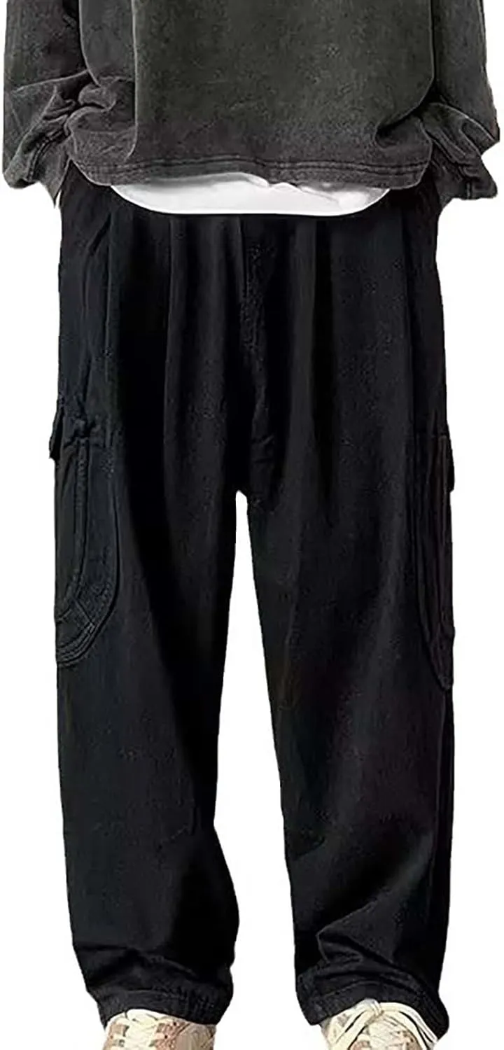 Men Cargo Pants Lightweight Workout Pants Men Cargo Pants Men Corduroy Pants Cargo Jeans for Men Relaxed Fit Slant Pocket Pants Men Drawstring Cargo Pants Men Black-b