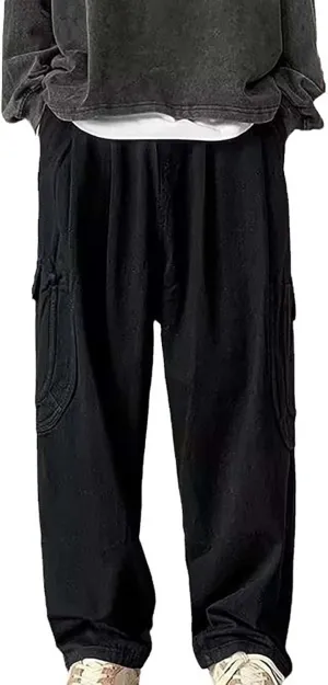 Men Cargo Pants Lightweight Workout Pants Men Cargo Pants Men Corduroy Pants Cargo Jeans for Men Relaxed Fit Slant Pocket Pants Men Drawstring Cargo Pants Men Black-b