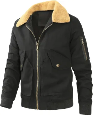 Men Casual Pure Color Fashion Turn-down Collar Down Button Cardigan Warm Cotton Jacket,2024 Big and Tall For Men