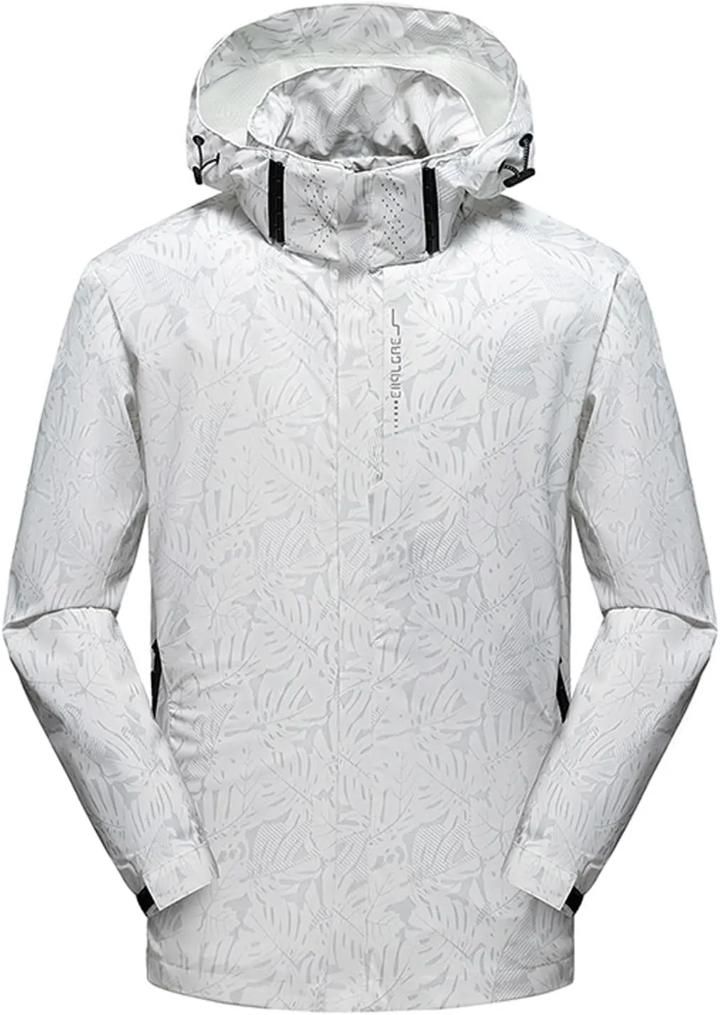 Men Hooded Softshell Windbreaker Jacket Outdoor Casual Waterproof Rain Coat for Hiking Climbing Traveling with Zipper Pockets
