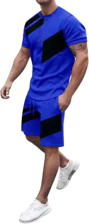 Mens 2 Piece Outfits Short Sleeve Letter Print Tee and Shorts Tracksuit Summer Vacation Beach Short Sets Running Shorts for Men