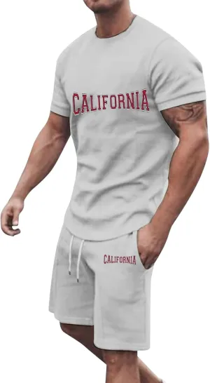 Mens 2 Piece Sets Outfits Summer Short Sleeve Shirt and Shorts Tracksuits Set Hawaiian Beach Wear Vacation Outfit Mens Tshirts Tank Tops
