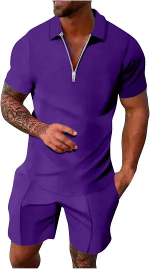 Men's 2 Pieces Short Sets Tropical Print T Shirts Short Sleeve Casual Beach Shorts Summer Yoga Outfits Tracksuits Chino Shorts