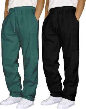 Men's 2PC Stretch Cargo Pants, Fleece Lightweight Comfy Cargo Pants, Sweatpants High Stretch Multi-Pocket Cargo Pants