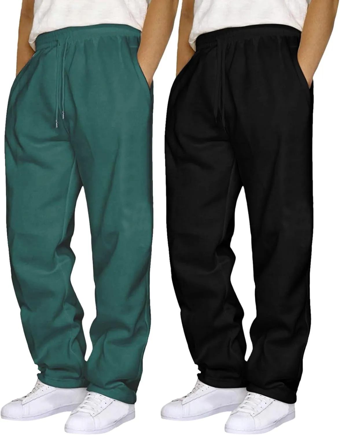 Men's 2PC Stretch Cargo Pants, Fleece Lightweight Comfy Cargo Pants, Sweatpants High Stretch Multi-Pocket Cargo Pants