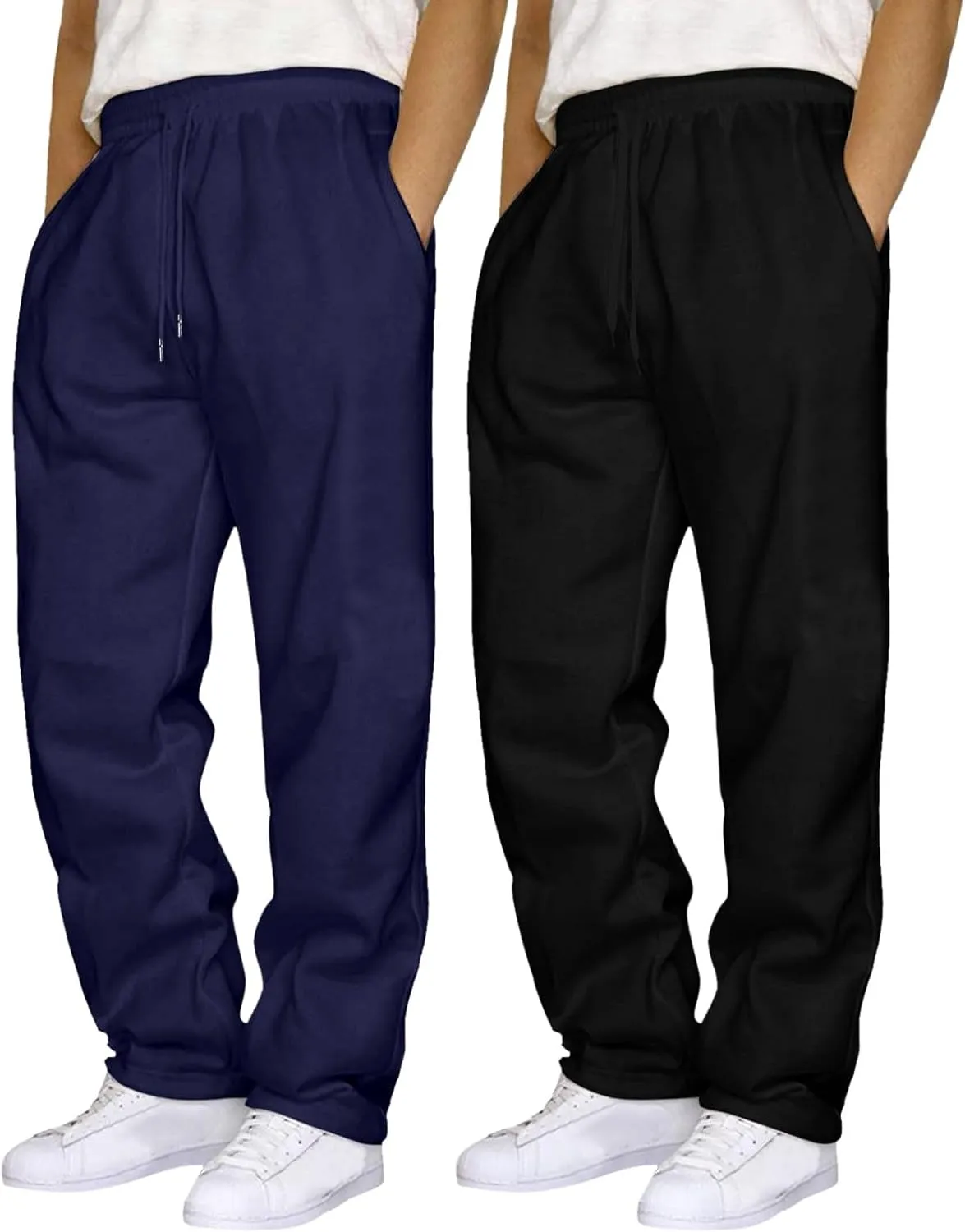 Men's 2PC Stretch Cargo Pants, Fleece Lightweight Comfy Cargo Pants, Sweatpants High Stretch Multi-Pocket Cargo Pants