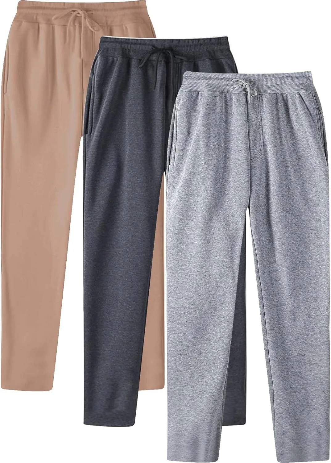 Men's 3PC Stretch Cargo Pants, Lightweight Comfy Cargo Pants, Fleece Sweatpants High Stretch Multi-Pocket Cargo Pants