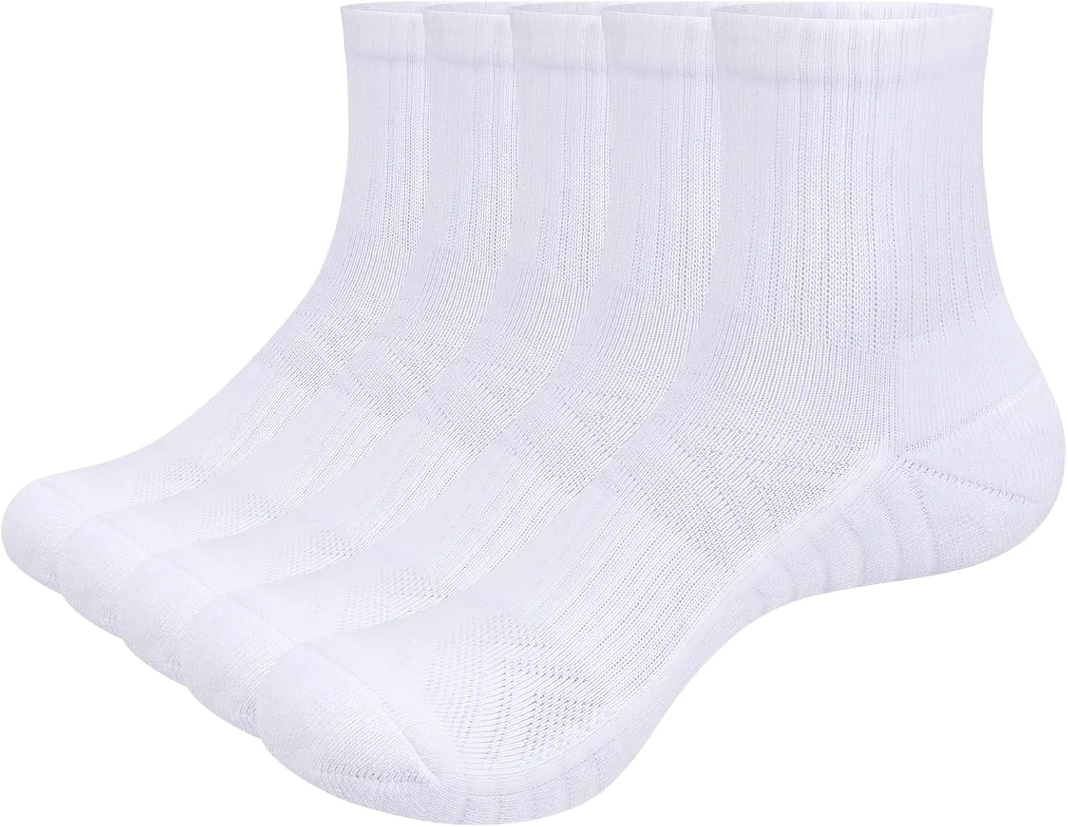 Mens Ankle Gym Golf Tennis Training Athletic Socks For Men, Moisture Wicking Cushioned Quarter Crew Socks, 5 Pairs