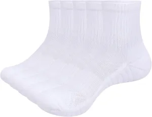 Mens Ankle Gym Golf Tennis Training Athletic Socks For Men, Moisture Wicking Cushioned Quarter Crew Socks, 5 Pairs
