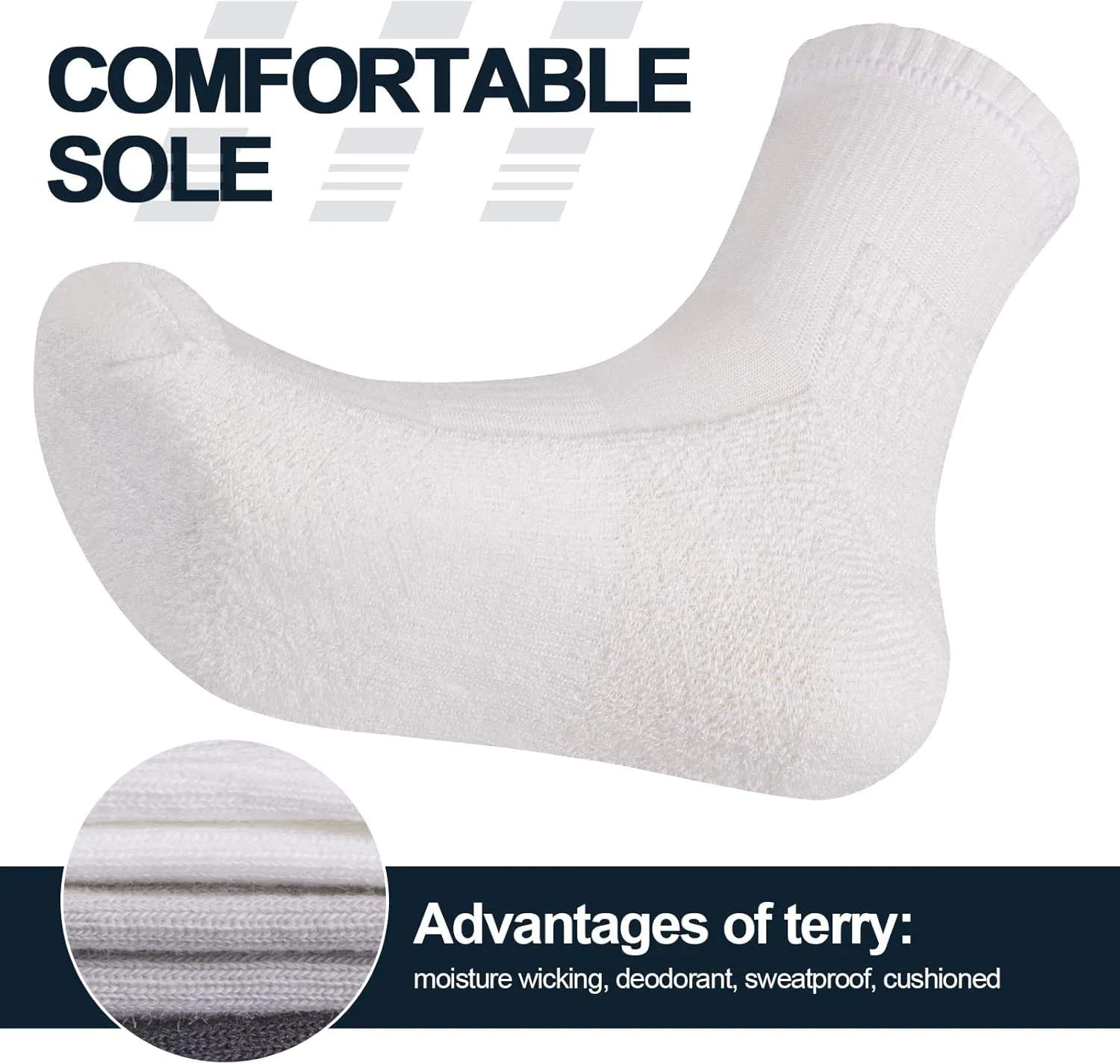 Mens Ankle Gym Golf Tennis Training Athletic Socks For Men, Moisture Wicking Cushioned Quarter Crew Socks, 5 Pairs