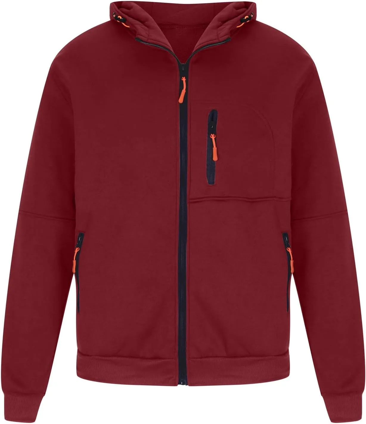 Men's Athletic Full Zip Jacket Long Sleeve Zipper Hoodies Sports Fitness Outerwear Solid Sweatshirt Coat with Pocket
