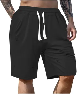 Men's Athletic Waffle Shorts Quick Dry with Pockets Bermuda Gym Running Workout Lightweight Activewear Trunks