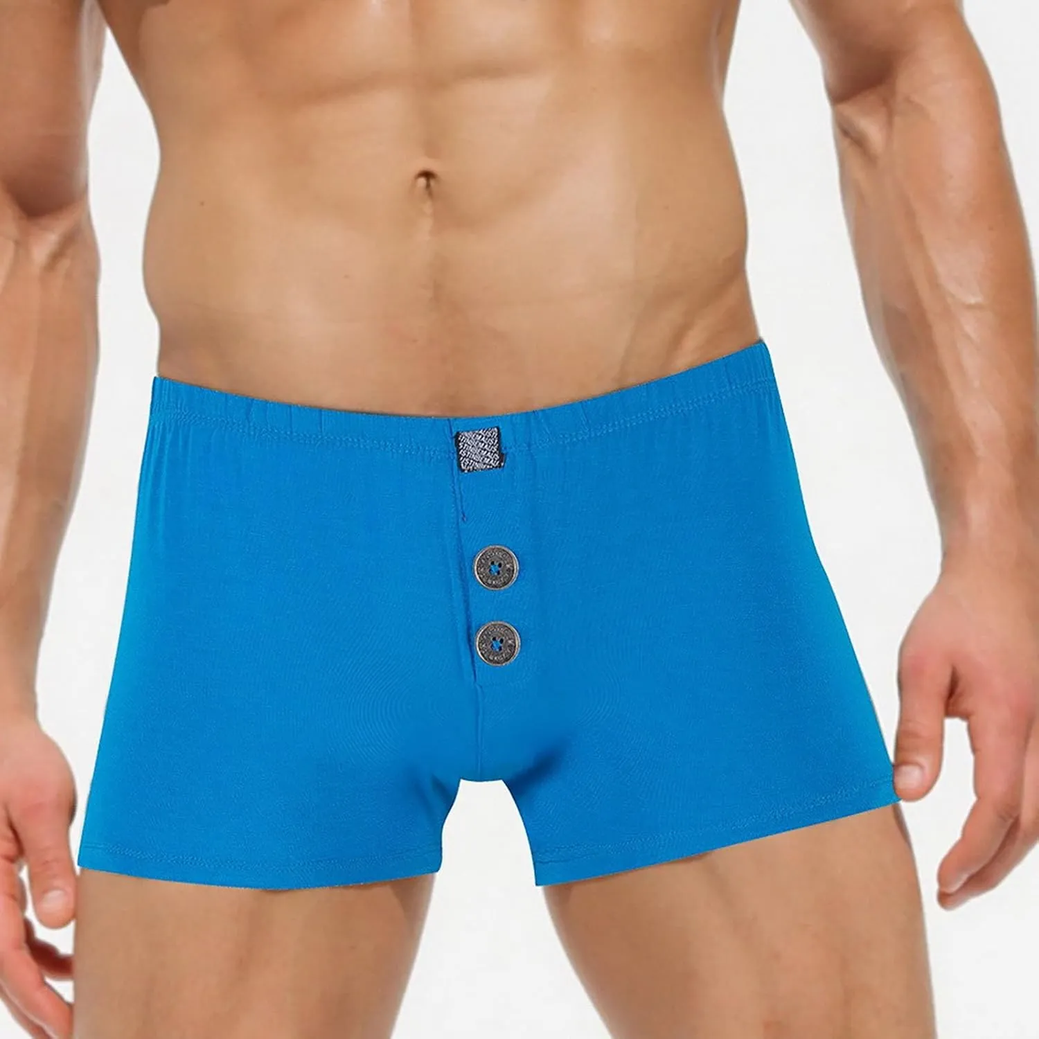 Men'S Boxer Briefs Modal Cotton Breathable Soft Seamless Underwear Stretch Comfortable Underpants With Front Button