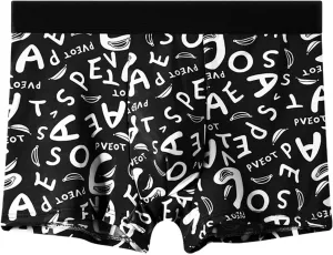 Men's Boxer Briefs, Soft Breathable Wicking Underwear Comfortable Relaxed Underpants Panties with Trendy Letter Print
