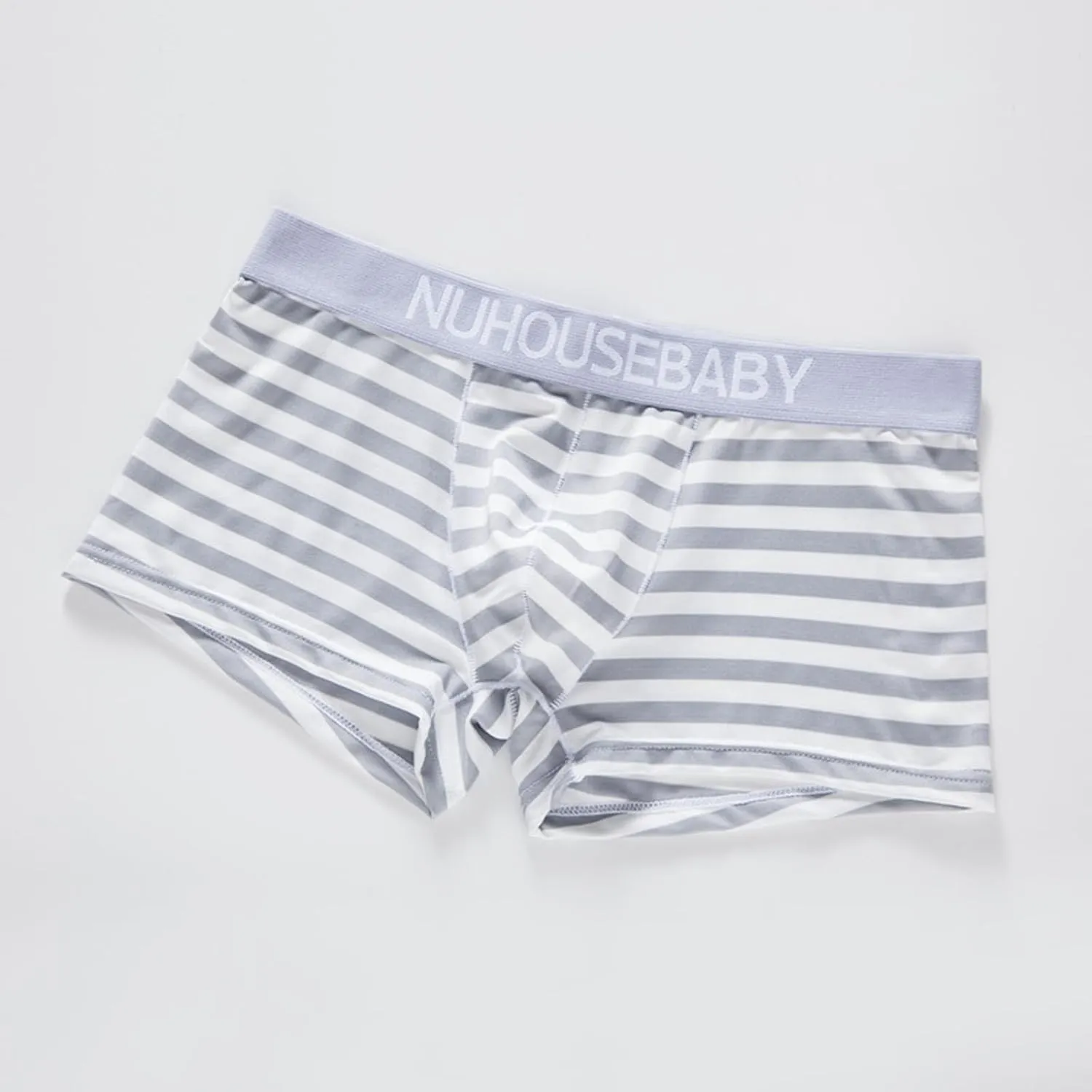 Mens Boxer Briefs Underwear High Waisted Breathable Sexy Cotton Striped Trunks Stretch Soft Comfortable Pouch Cool Underwear