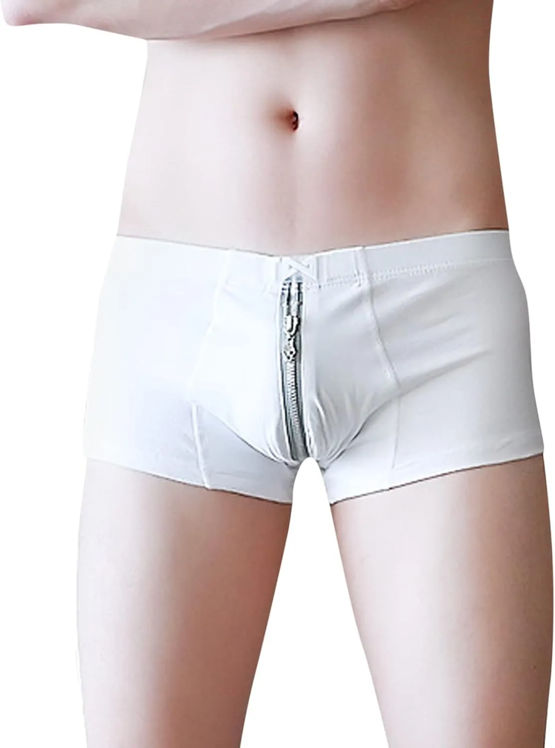 Mens Boxer Underwear Breathable Zipper Up Briefs Underwear Lingerie Cotton Low Waist Underwear Strench Trunks