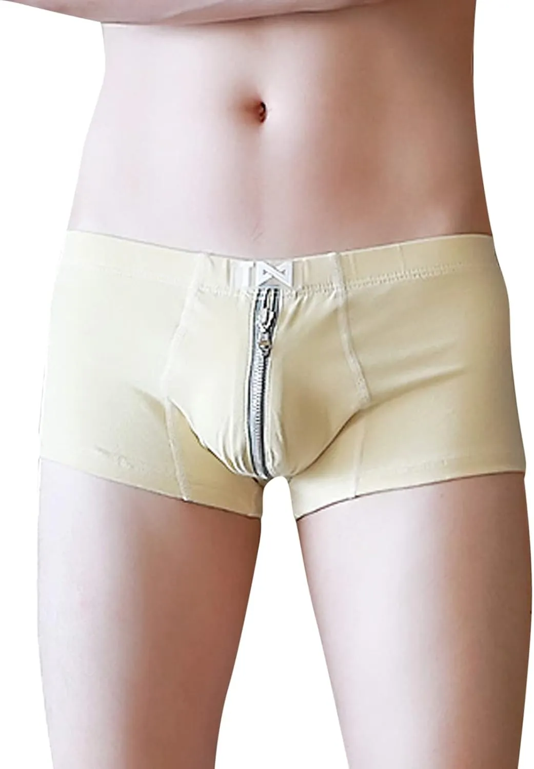 Mens Boxer Underwear Breathable Zipper Up Briefs Underwear Lingerie Cotton Low Waist Underwear Strench Trunks