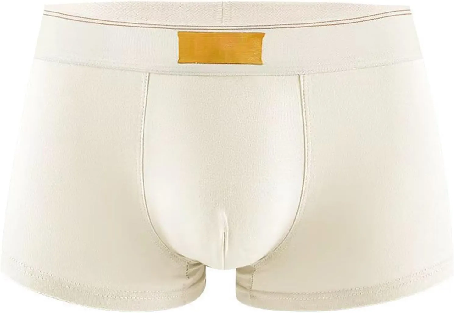 Mens Breathable Boxer Briefs Seamless Tag Free Stretchy Soft Brief Bulge Enhancing Thermal Moisture Wicking Underwear Beige