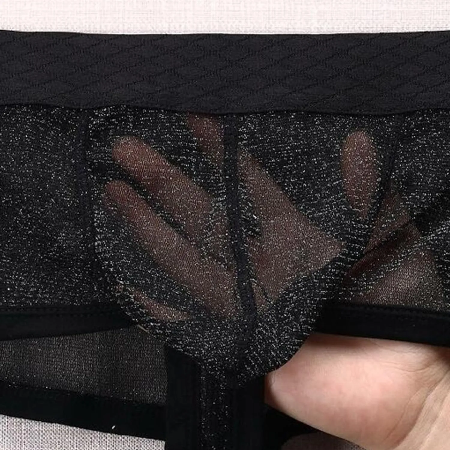 Mens Breathable Mesh Boxer Briefs Low Rise Stretch Breathable Underwear Boxer Sexy See Through Lingerie Underwear