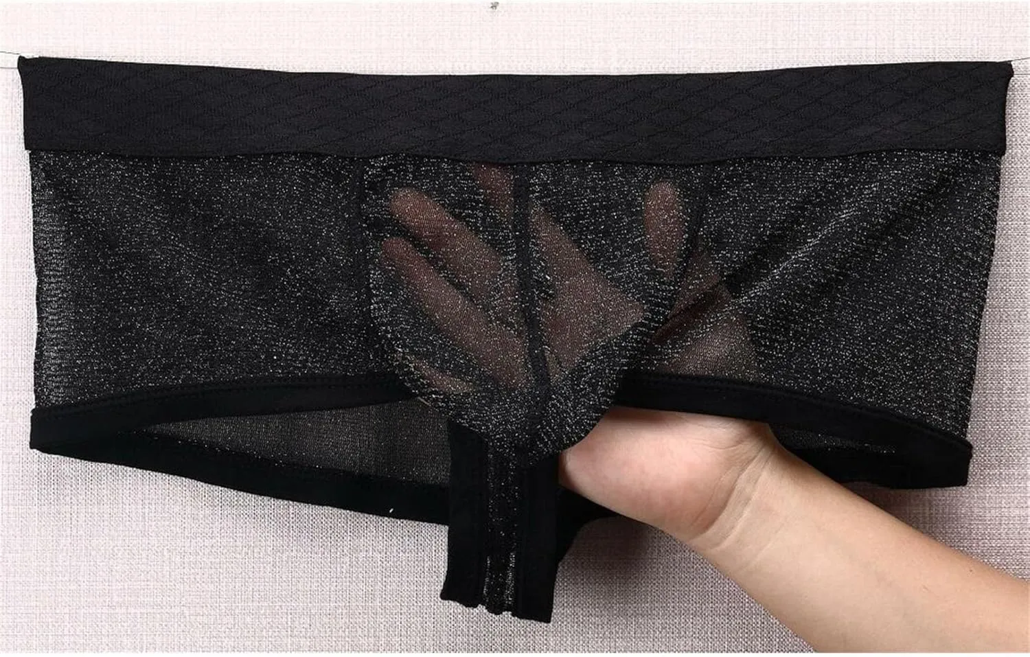 Mens Breathable Mesh Boxer Briefs Low Rise Stretch Breathable Underwear Boxer Sexy See Through Lingerie Underwear