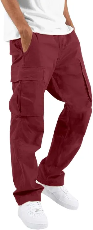 Mens Cargo Pants Khaki Cotton Pants Men Multi Pocket Cargo Pants for Men Extreme Motion Pants for Men Casual Men