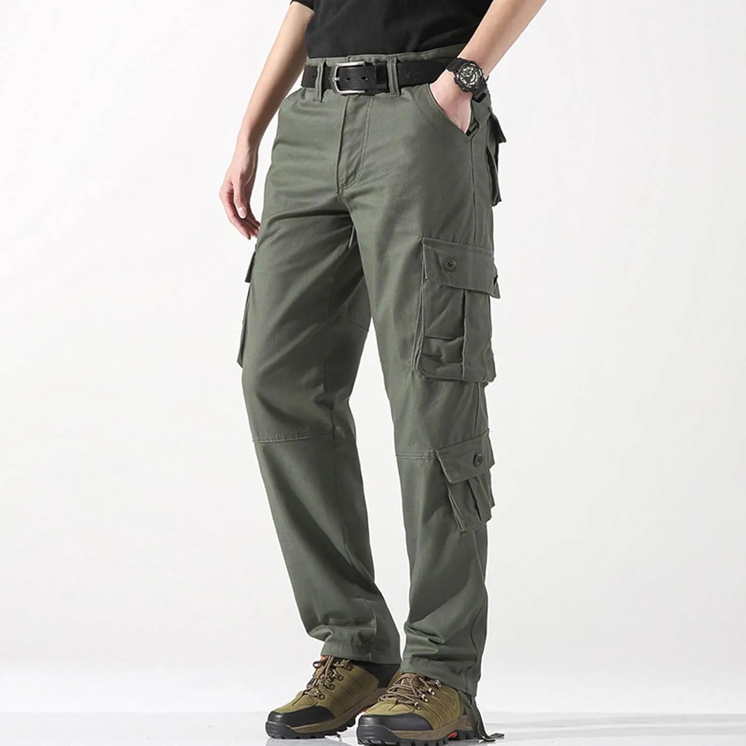 Mens Cargo Pants Relaxed Fit Work Hiking Pants Stretch Tactical Pants Lightweight Outdoor Travel Pants Multi Pockets Joggers
