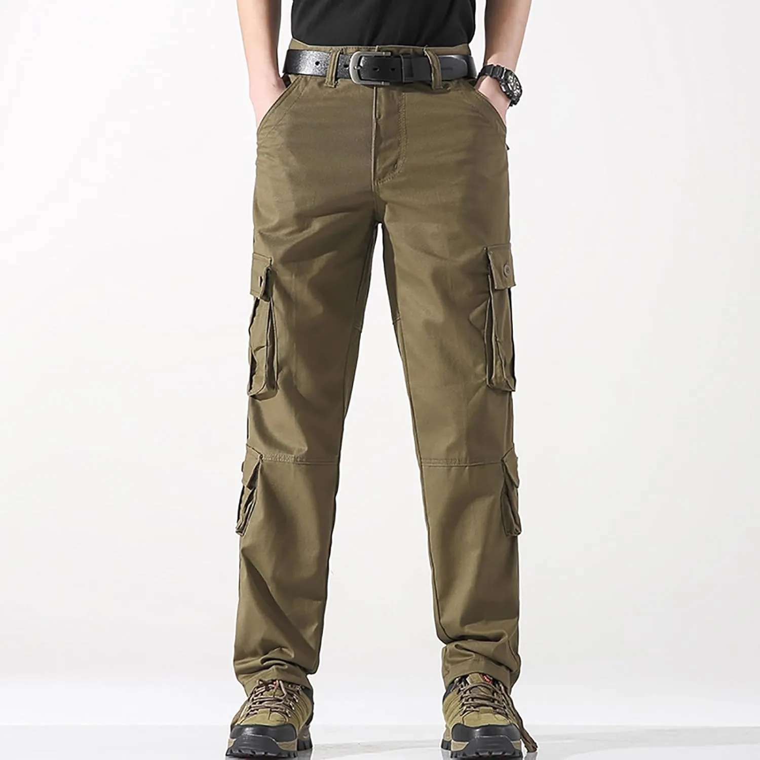 Mens Cargo Pants Relaxed Fit Work Hiking Pants Stretch Tactical Pants Lightweight Outdoor Travel Pants Multi Pockets Joggers