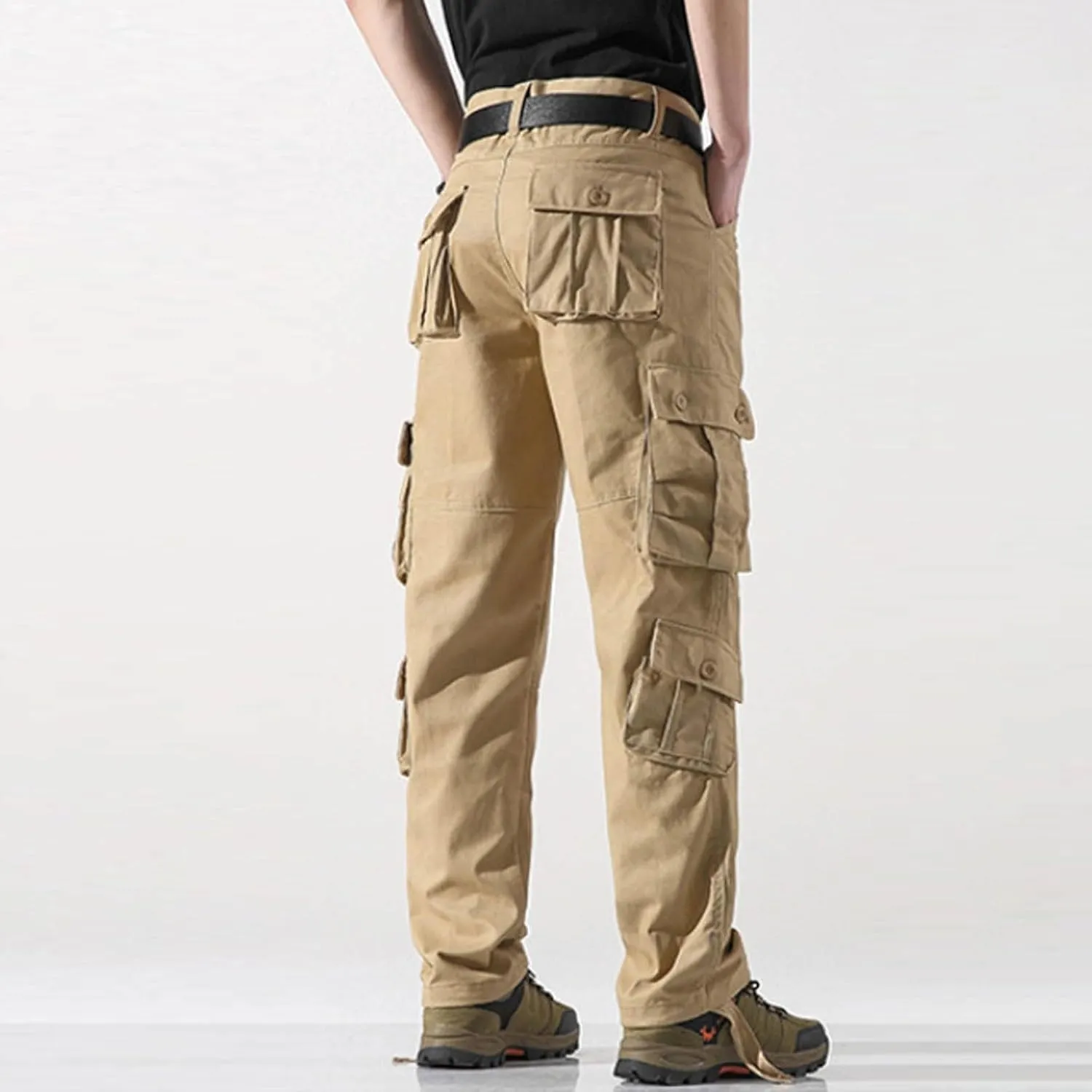 Mens Cargo Pants Relaxed Fit Work Hiking Pants Stretch Tactical Pants Lightweight Outdoor Travel Pants Multi Pockets Joggers