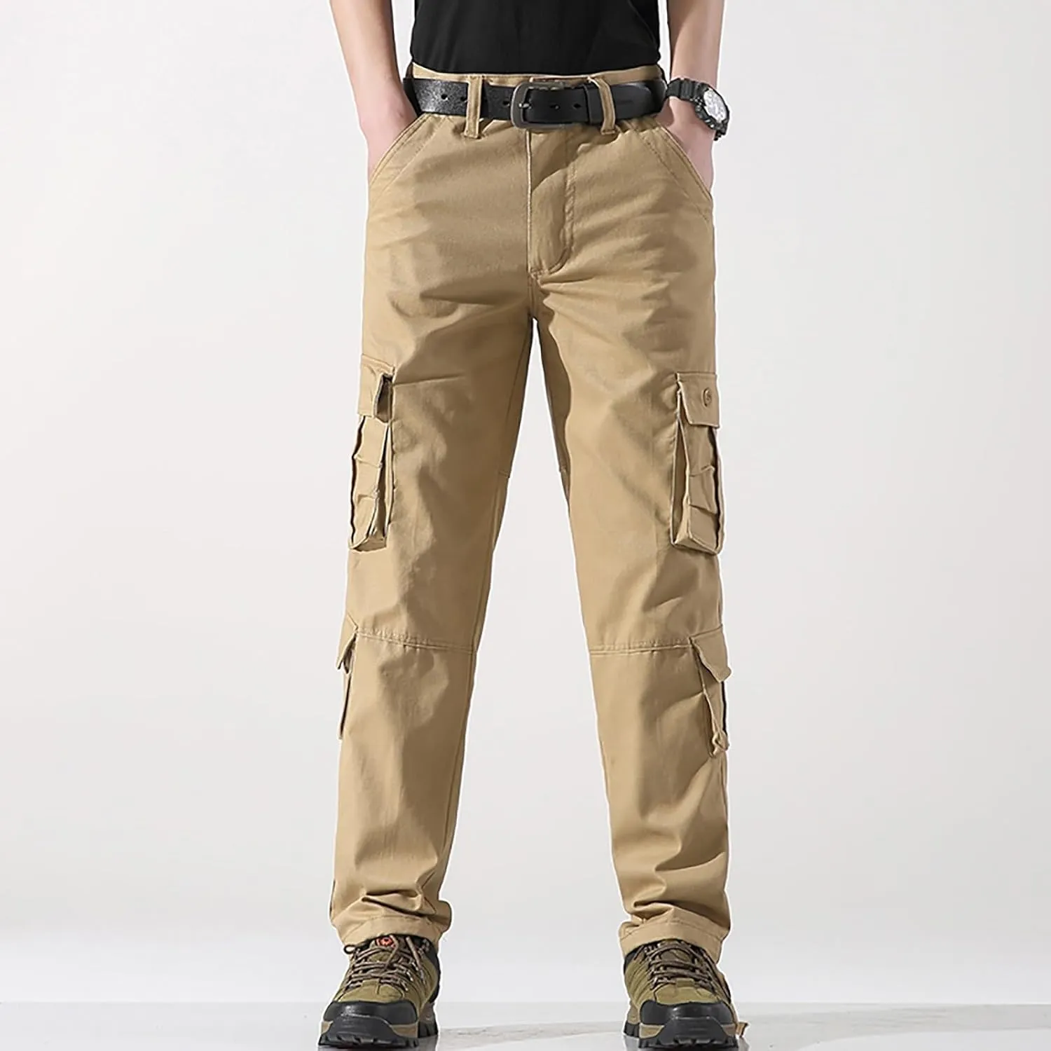Mens Cargo Pants Relaxed Fit Work Hiking Pants Stretch Tactical Pants Lightweight Outdoor Travel Pants Multi Pockets Joggers