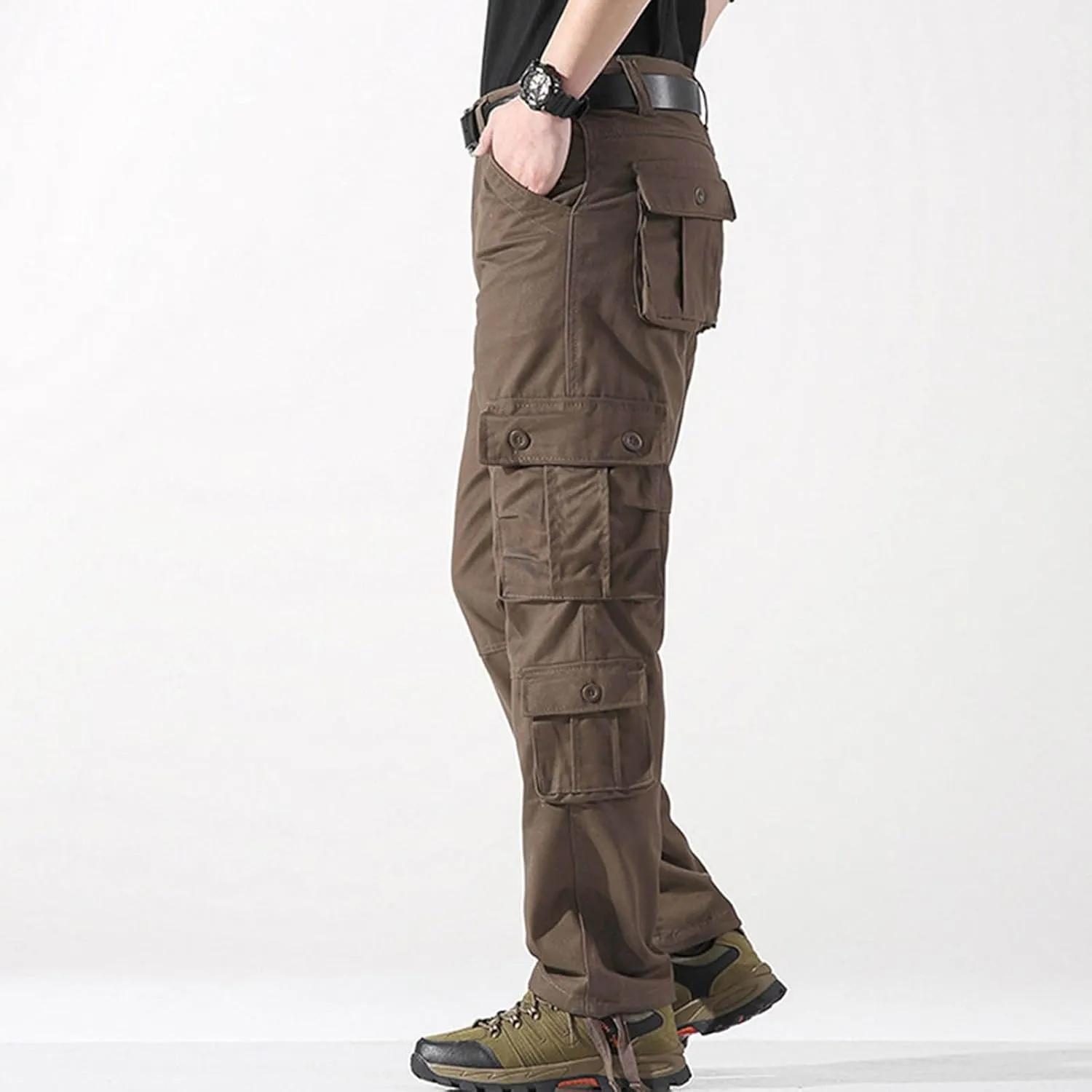 Mens Cargo Pants Relaxed Fit Work Hiking Pants Stretch Tactical Pants Lightweight Outdoor Travel Pants Multi Pockets Joggers