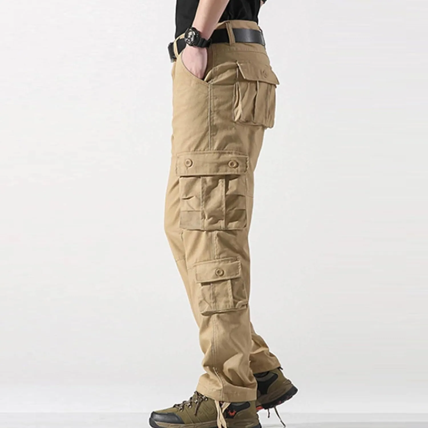 Mens Cargo Pants Relaxed Fit Work Hiking Pants Stretch Tactical Pants Lightweight Outdoor Travel Pants Multi Pockets Joggers