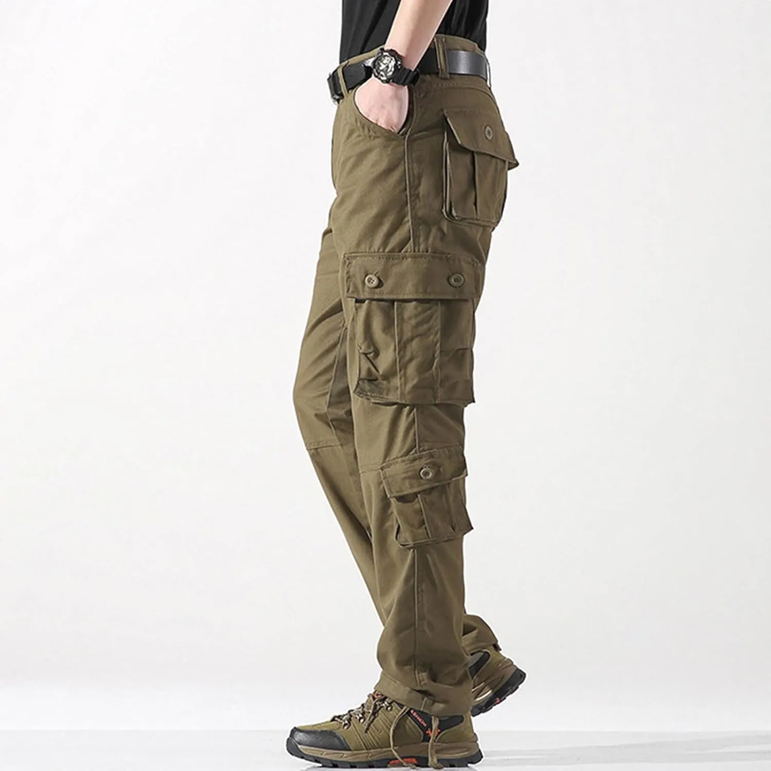 Mens Cargo Pants Relaxed Fit Work Hiking Pants Stretch Tactical Pants Lightweight Outdoor Travel Pants Multi Pockets Joggers